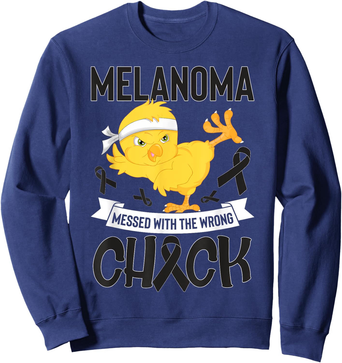 Skin Cancer Messed With The Wrong Chick Warriors Fighters Sweatshirt - Sweatshirt | Navy