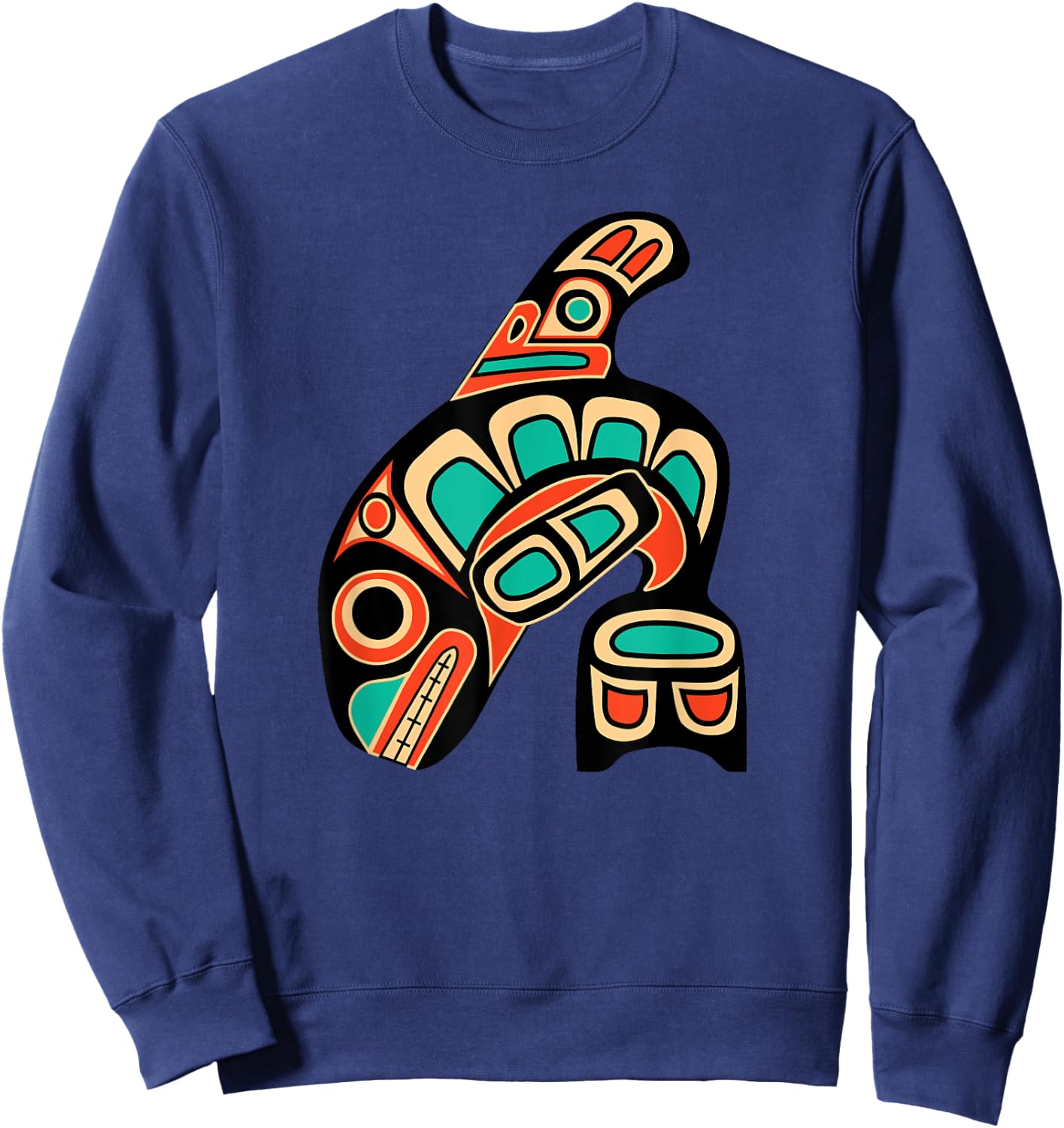 Pacific Northwest Orca Whale Native American Haida Tribal Sweatshirt - Sweatshirt | Navy