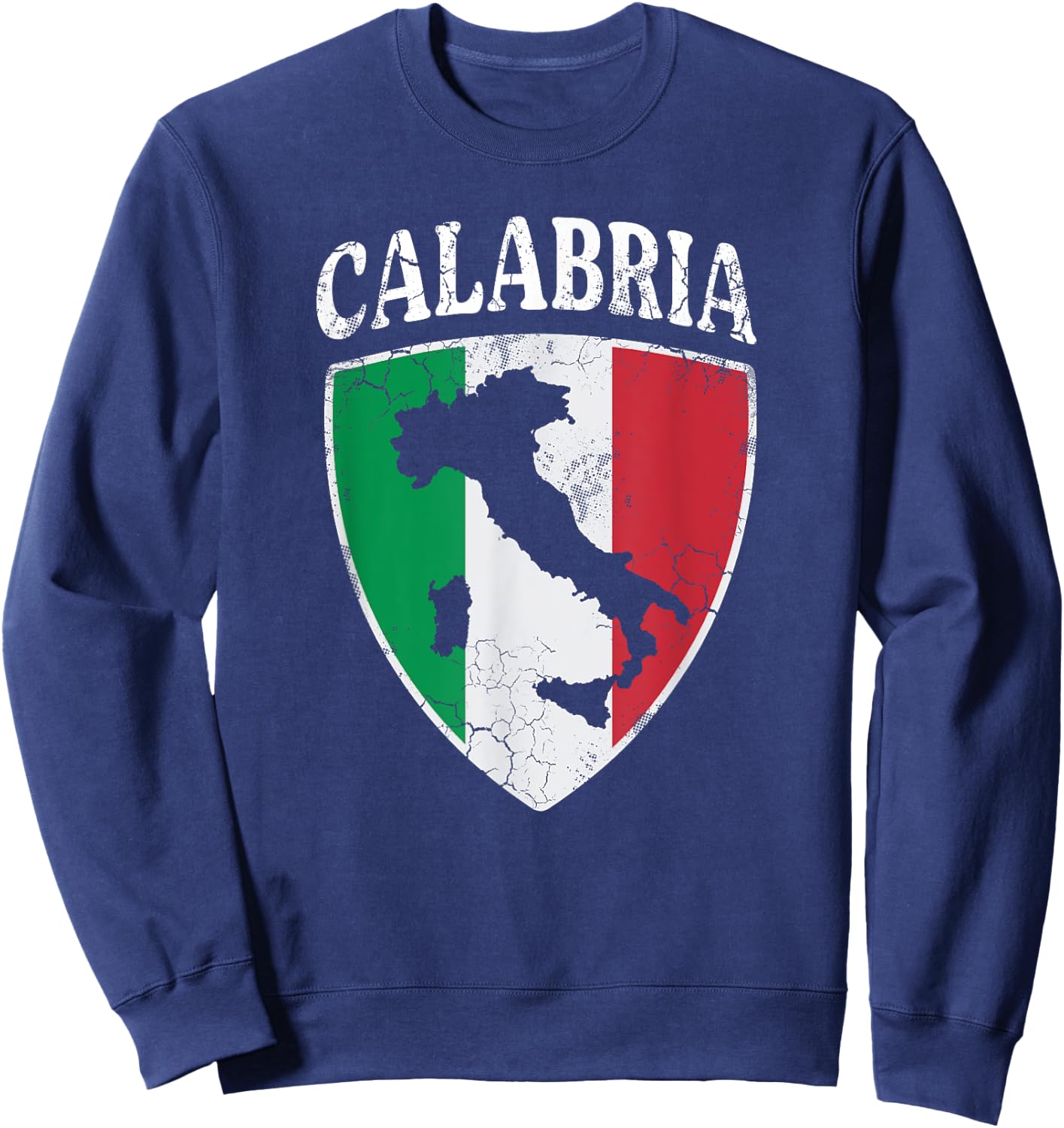 Calabria Italia Flag Crest Italy Italian Vintage Distressed Sweatshirt - Sweatshirt | Navy