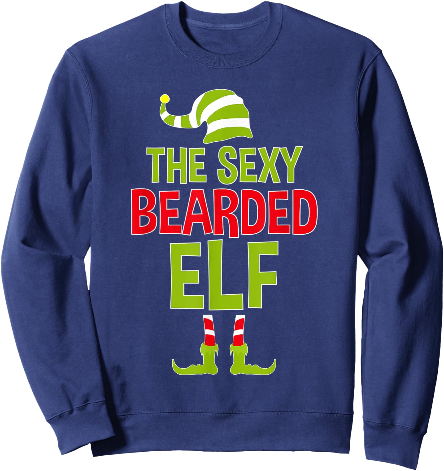 The Sexy Bearded Elf Matching Family Christmas Bearded Sweatshirt - Sweatshirt | Navy