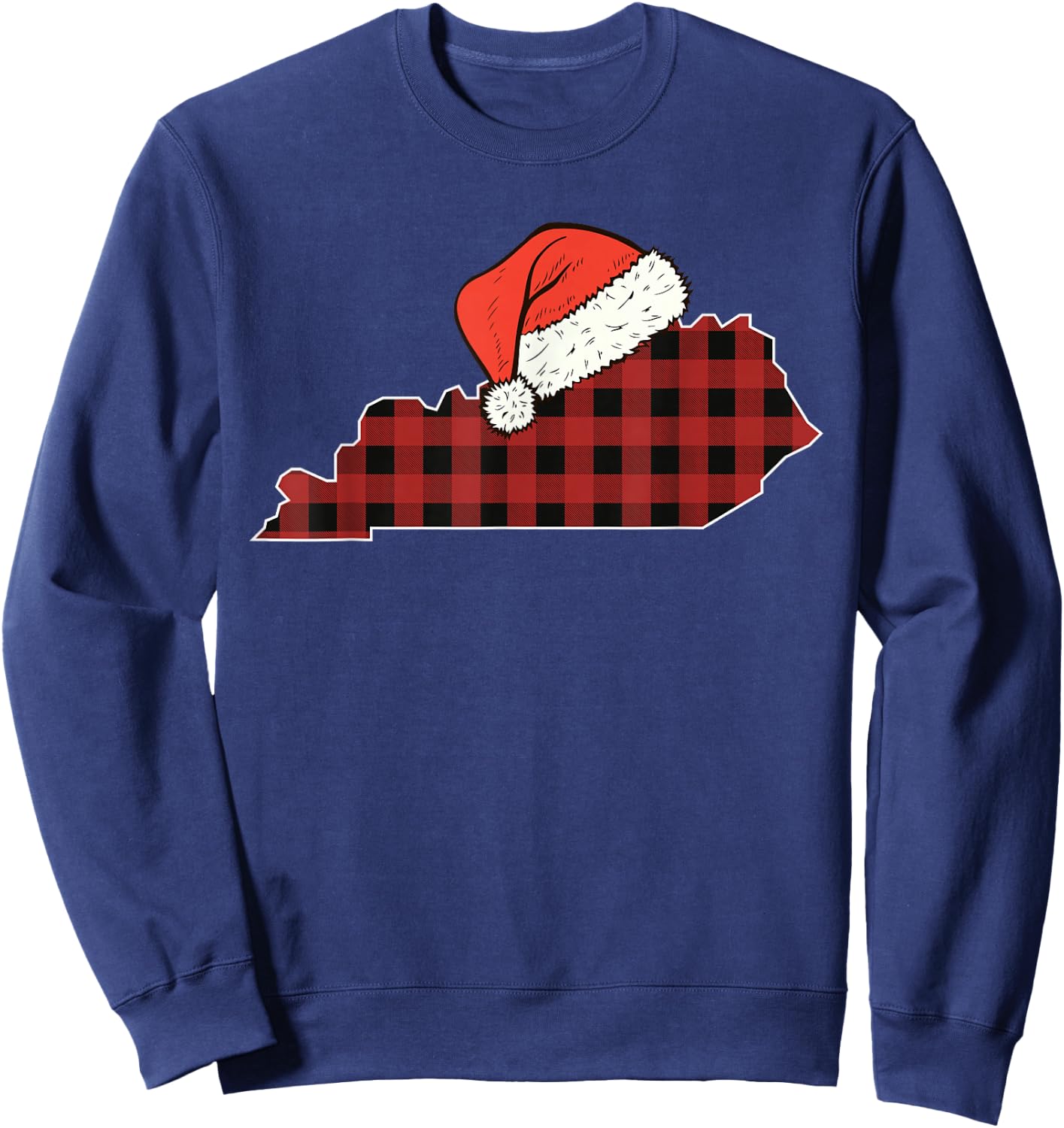 Kentucky Plaid Christmas Santa Hat Holiday Matching Design Sweatshirt - Sweatshirt | Navy