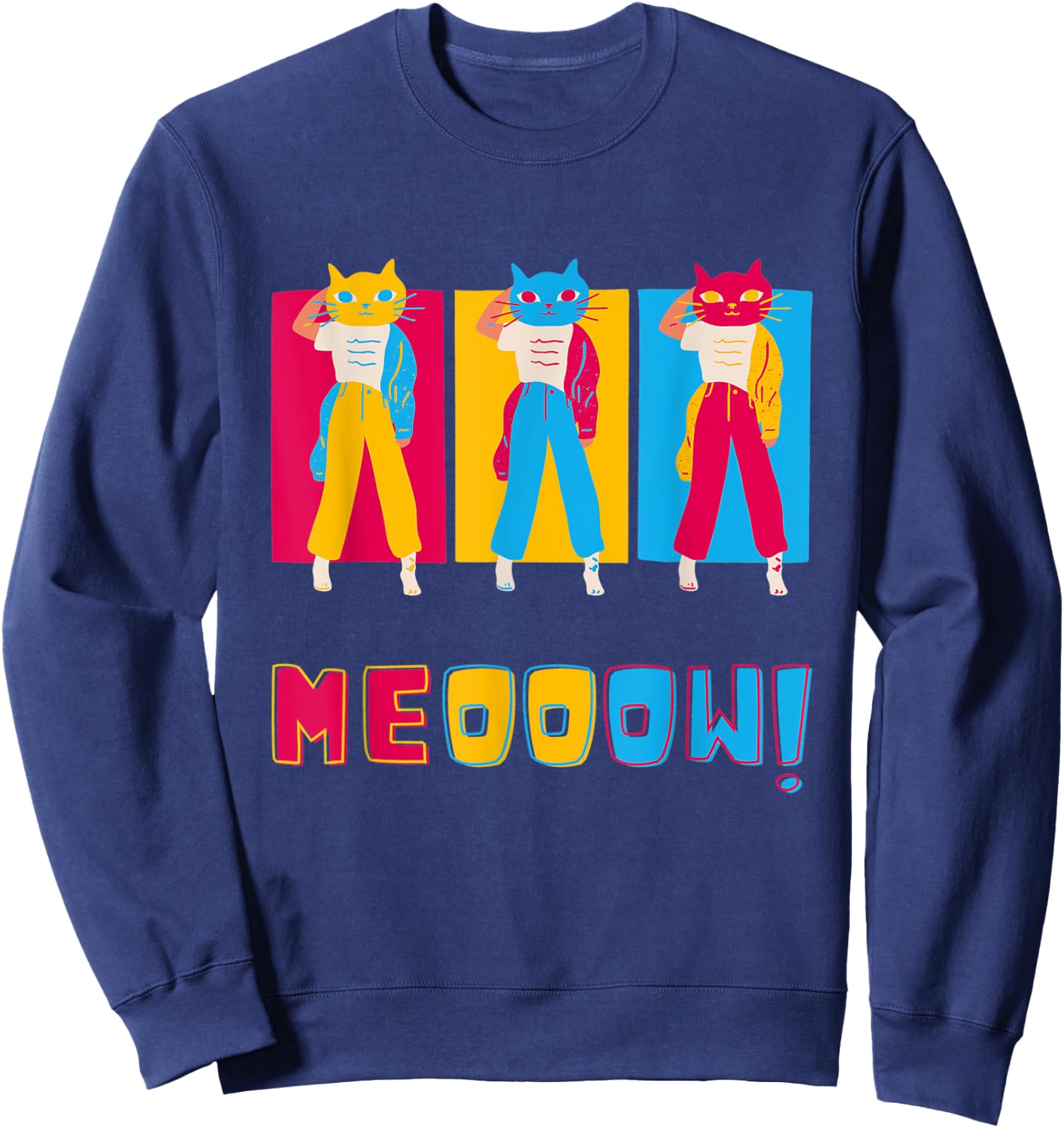 Novelty Meow Fashion Kitty Cat Tender Me Soft Cute Sweet Sweatshirt - Sweatshirt | Navy