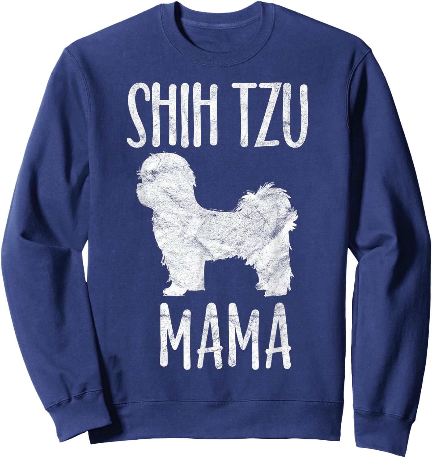 Vintage Shih Tzu Mom Mama Apparel Pet Dog Owner Mother Men Women Girls Kids Sweatshirt - Sweatshirt | Navy