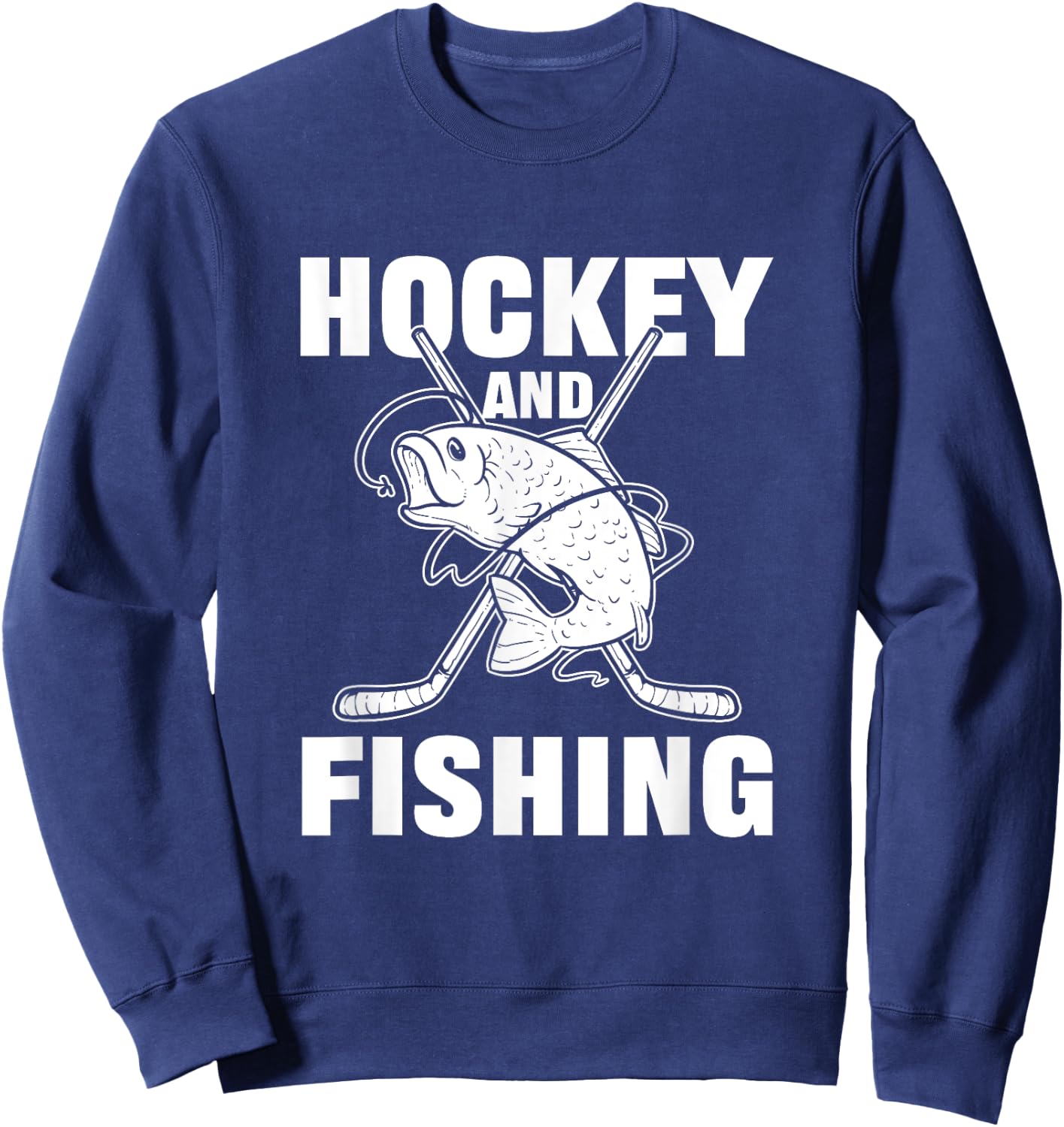 Hockey And Fishing Ice Hockey Fish Hunting Sweatshirt - Sweatshirt | Navy