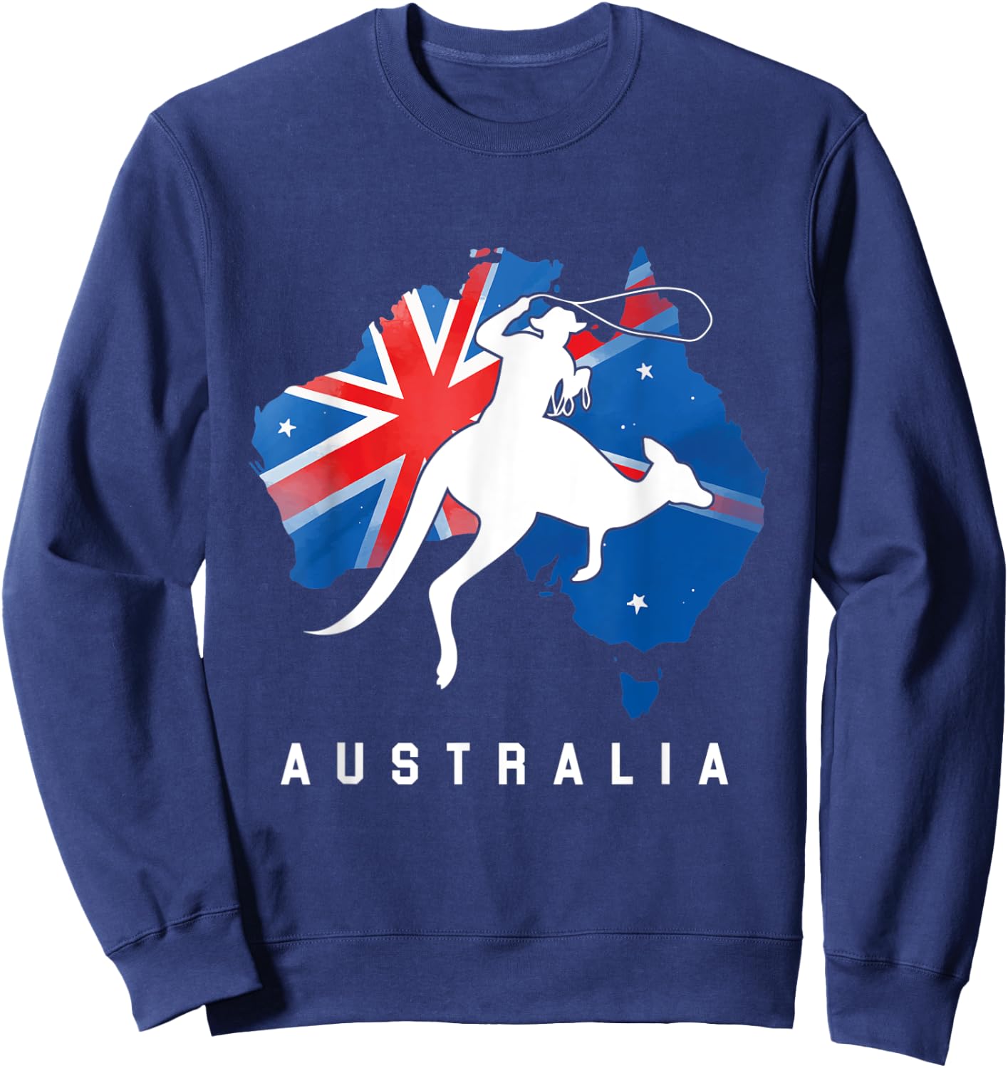 Australian Kangaroo Australia Country Map Cowboy Aussie Sweatshirt - Sweatshirt | Navy