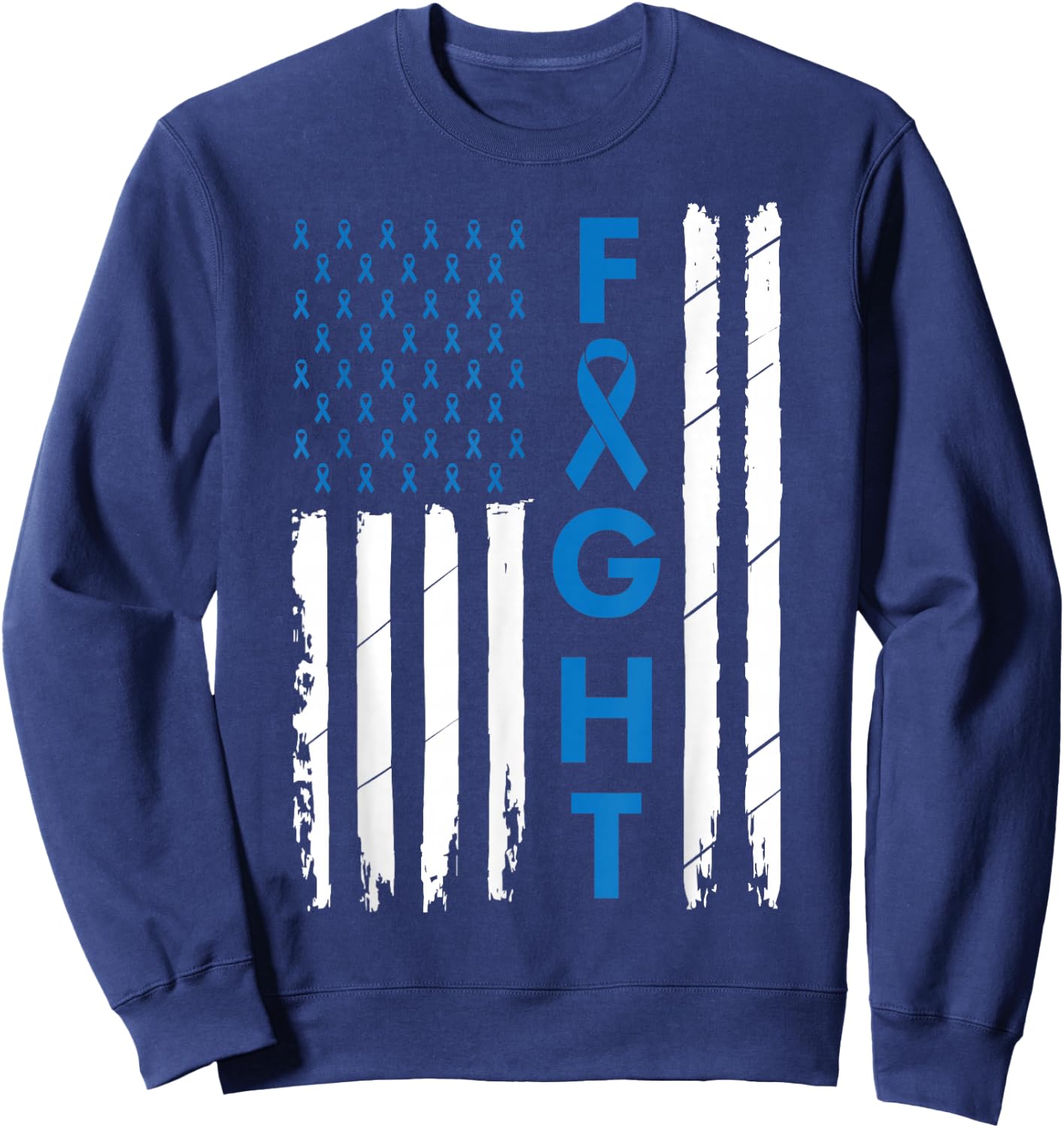 Colorectal Cancer Colon Cancer Blue Ribbon Sweatshirt - Sweatshirt | Navy