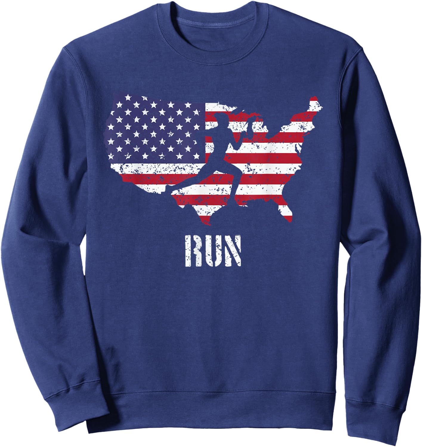 Running american flag for patriotic runners Sweatshirt - Sweatshirt | Navy