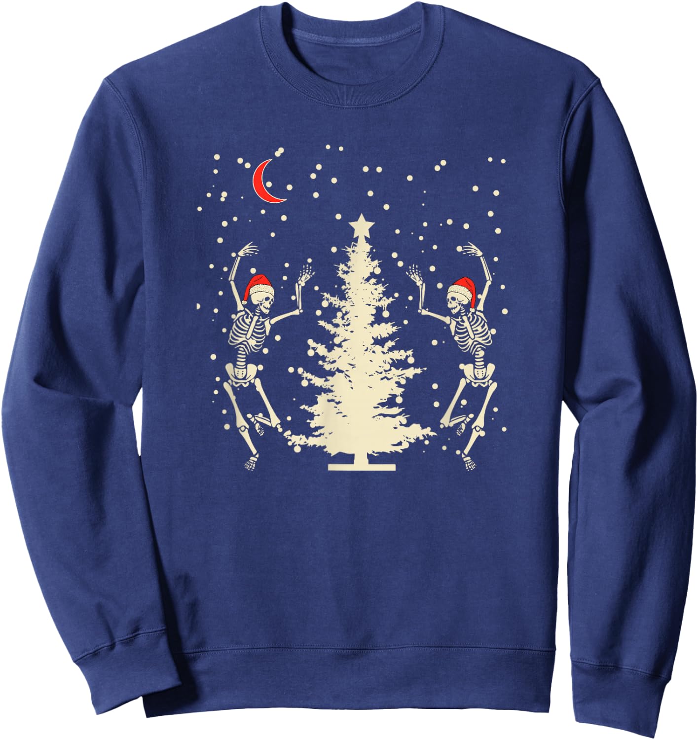 Funny Goth Christmas, Dancing Skeletons Sweatshirt - Sweatshirt | Navy