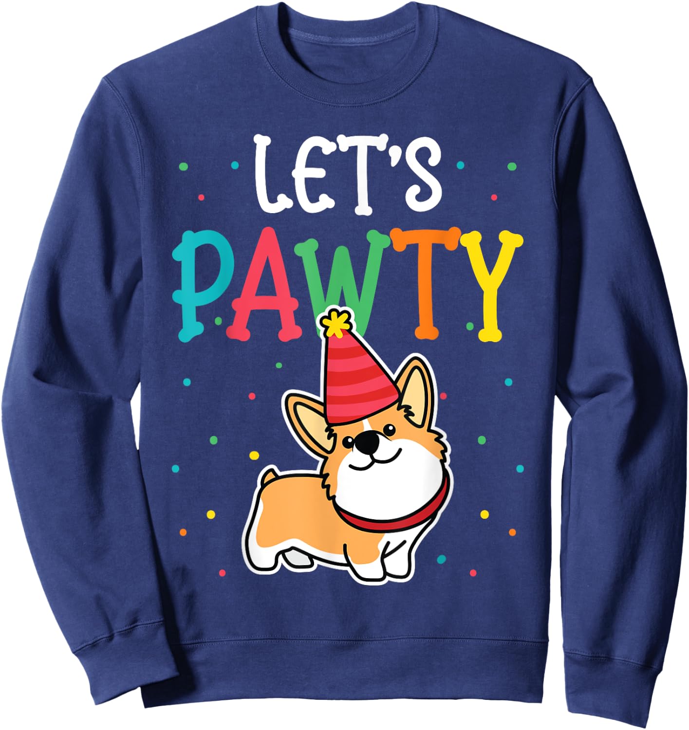 Corgi Birthday Pawty For Dog Themed Kids Party Sweatshirt - Sweatshirt | Navy