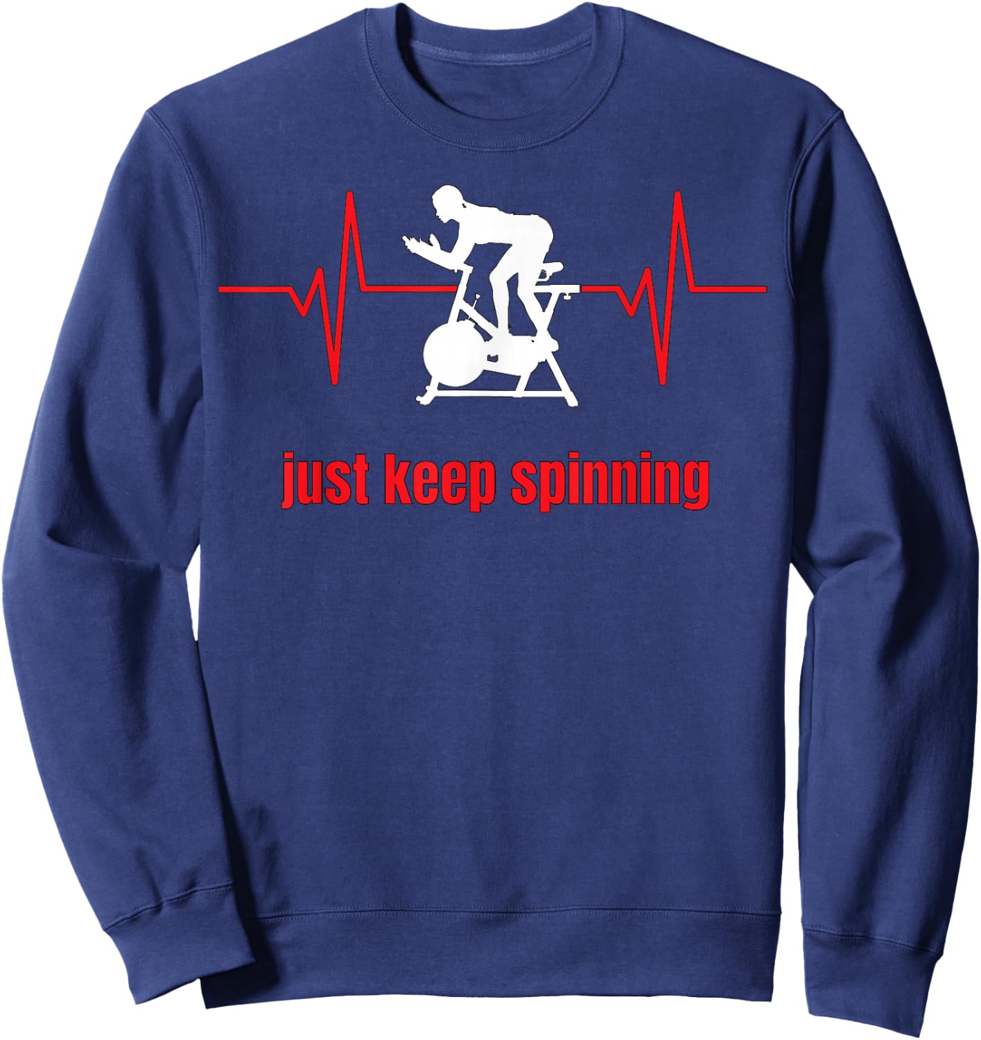 Just Keep Spinning Ekg Woman's Spin Cycle Workout Sweatshirt - Sweatshirt | Navy