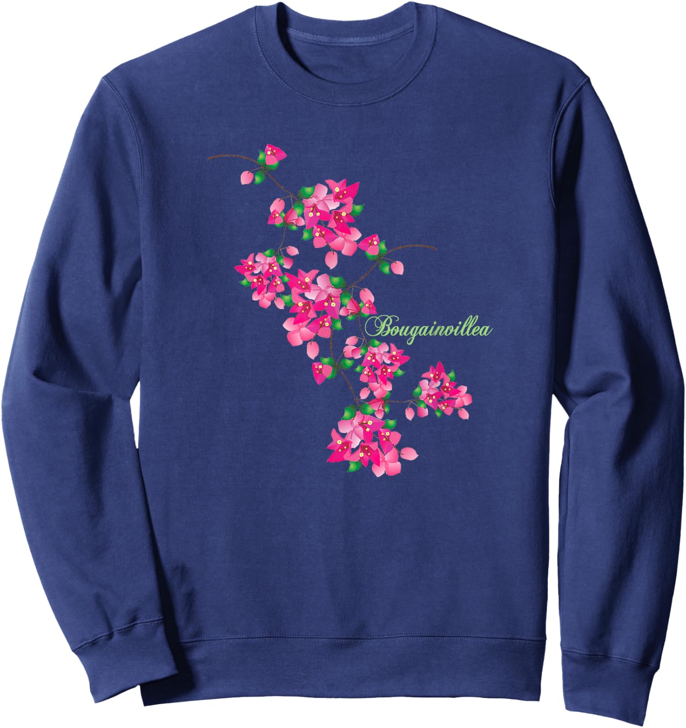 Spring, Summer, Flowers, Bougainvillea, Bright Blossoms Women Girls Kids Sweatshirt - Sweatshirt | Navy