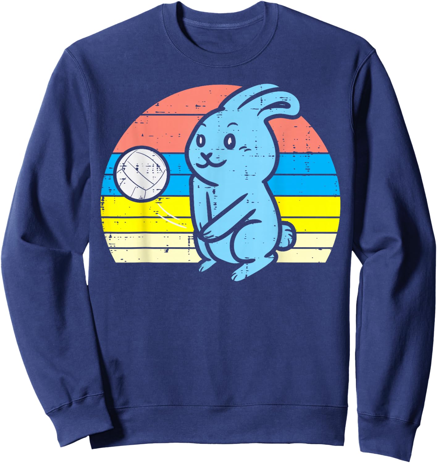 Easter Bunny Playing Volleyball Retro Sports Men Women Kids Sweatshirt - Sweatshirt | Navy