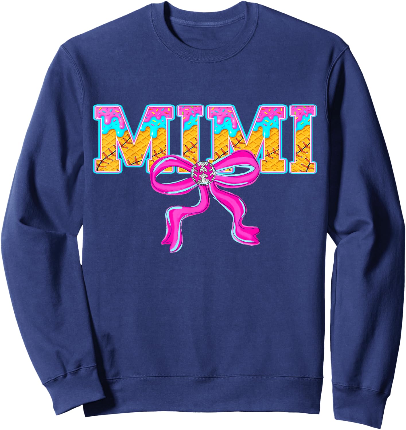 Baseball Mimi Ice Cream Drip Game Day Family Matching Sweatshirt - Sweatshirt | Navy