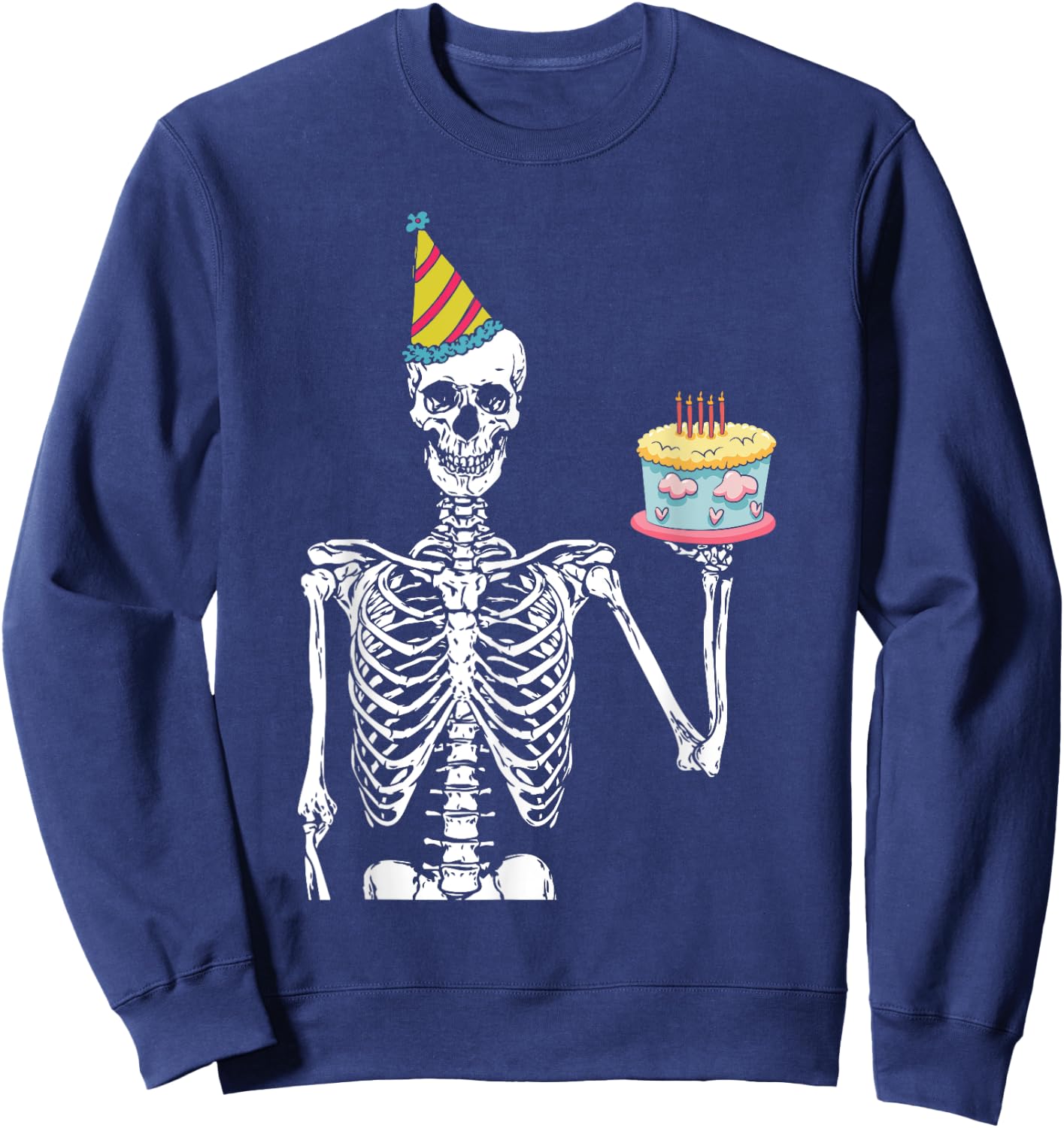 Skeleton Birthday Party Lazy Halloween Costume Funny Skull Sweatshirt - Sweatshirt | Navy
