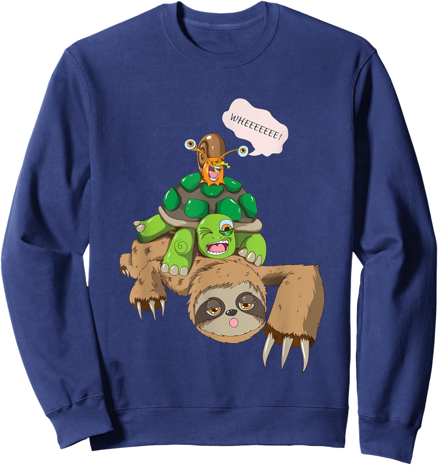 Sloth turtle snails motif animal lover Wheeee Sweatshirt - Sweatshirt | Navy