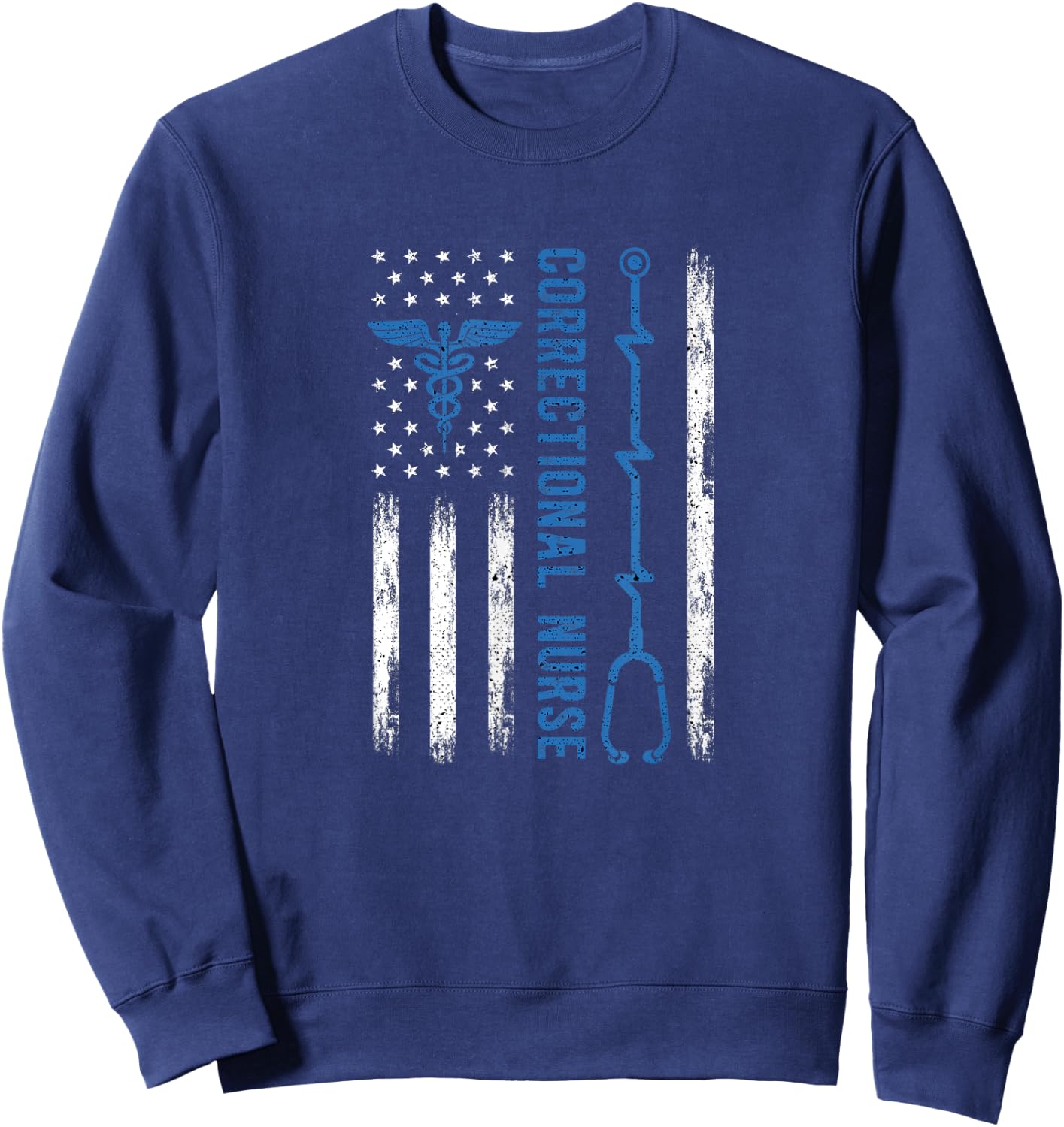 Correctional Nurse American Flag Nursing Healthcare Nurses Sweatshirt - Sweatshirt | Navy