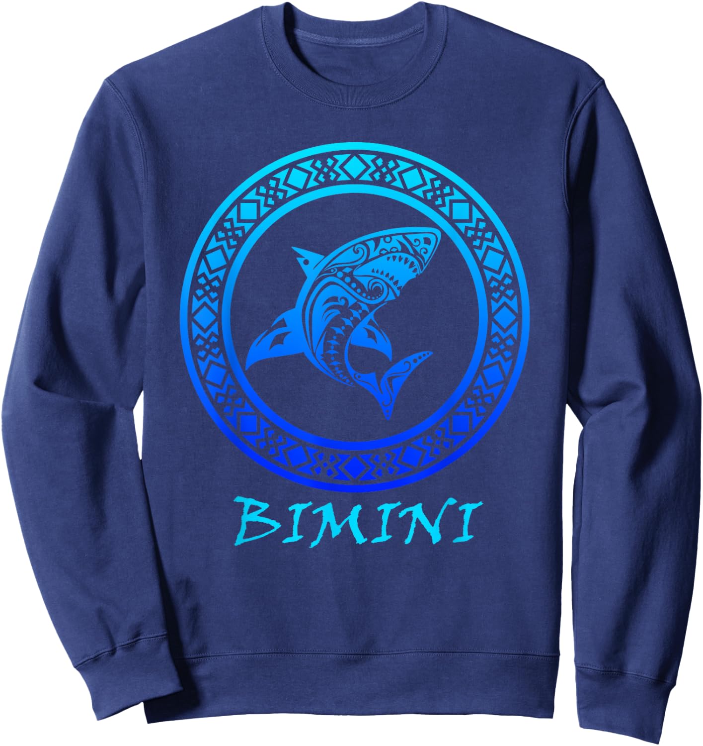 Bimini Bahamas Vintage Retro Tribal Shark Vacation Sweatshirt - Sweatshirt | Navy