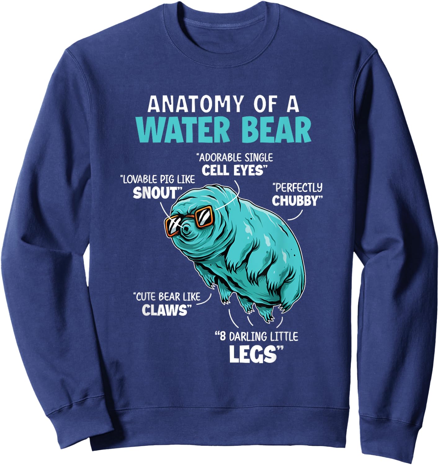 Tardigrade Anatomy Water Bear Funny Science Microbiology Art Sweatshirt - Sweatshirt | Navy