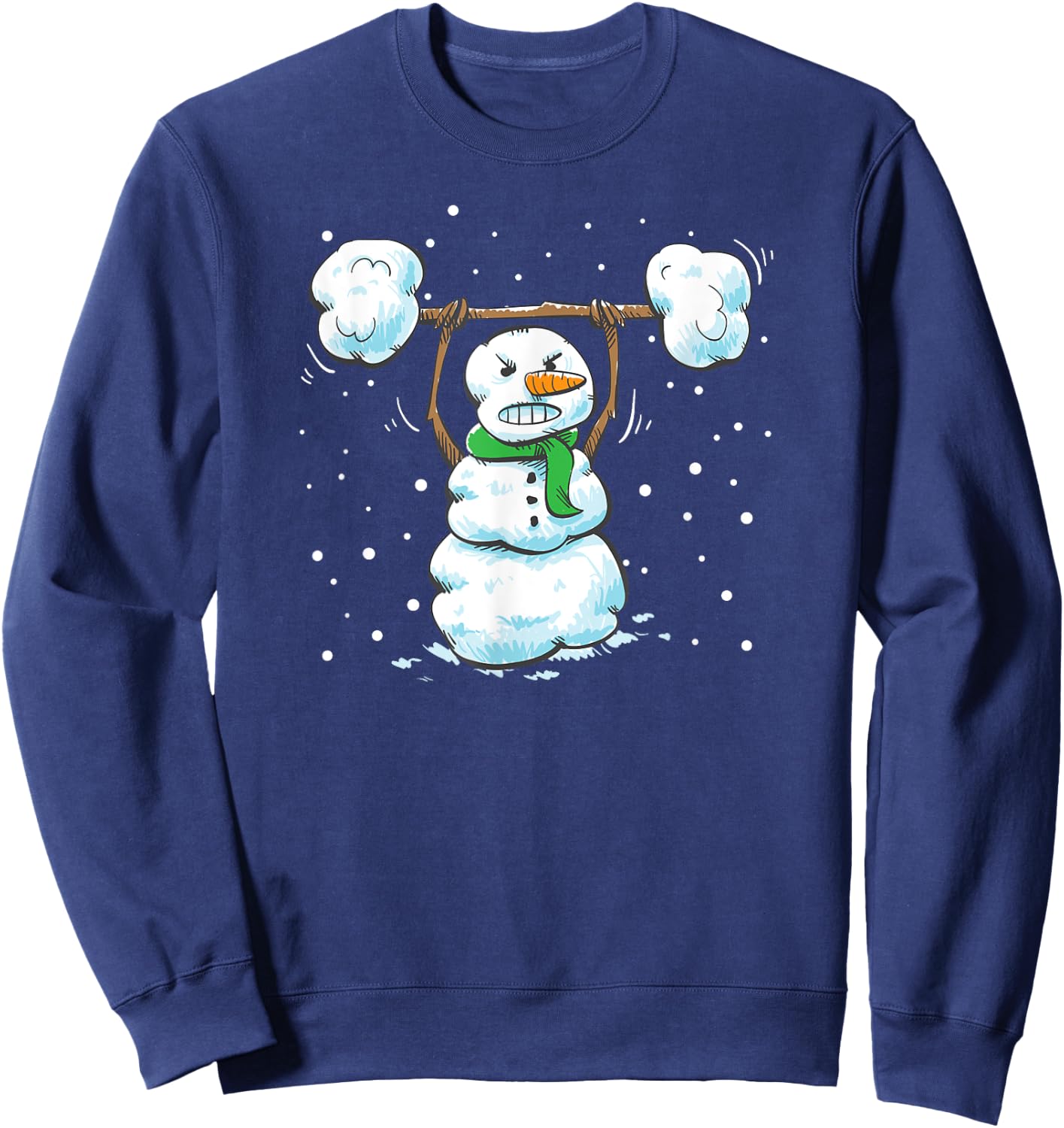 Christmas Weightlifting Snowman Shirt Funny Snowman Gym Sweatshirt - Sweatshirt | Navy
