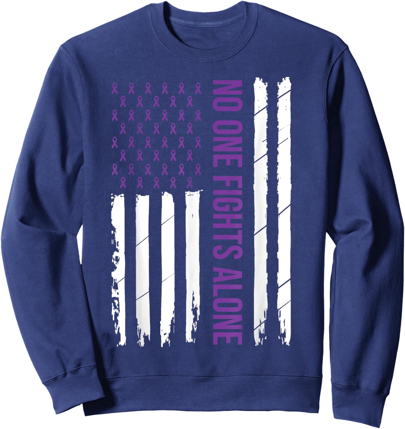 Cystic Fibrosis Awareness Purple Ribbon Sweatshirt - Sweatshirt | Navy