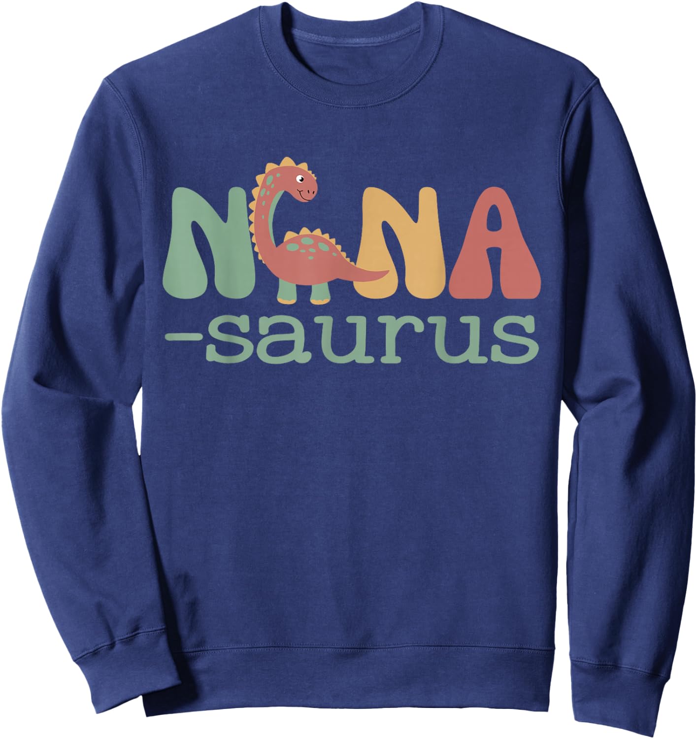 Nanasaurus T Rex Dinosaur Nana Saurus Family Matching Retro Sweatshirt - Sweatshirt | Navy