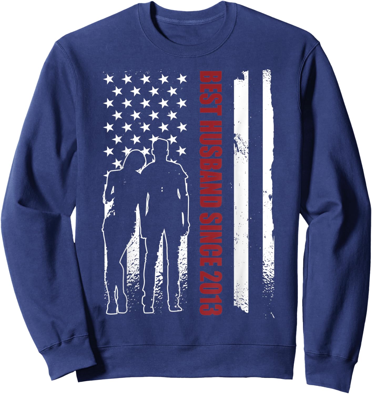 9th Wedding Anniversary Retro Best Husband Since 2013 Sweatshirt - Sweatshirt | Navy