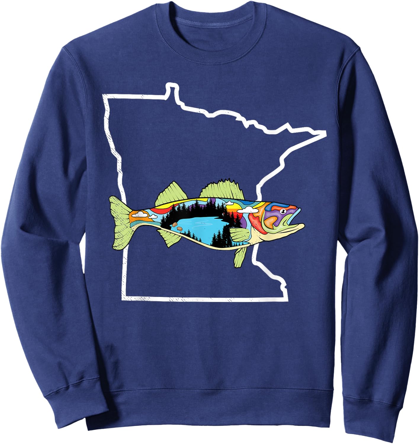Minnesota Walleye Fishing Freshwater Fisherman Walleye Fish Sweatshirt - Sweatshirt | Navy