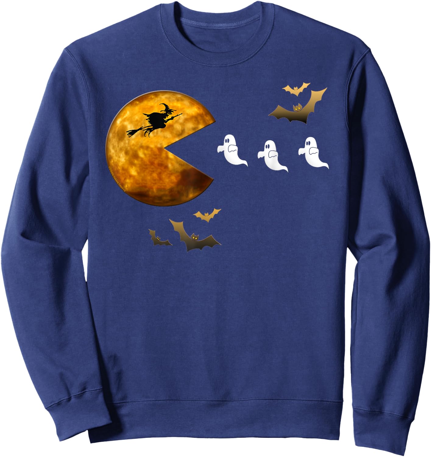 Fun Halloween Full Moon Eating Ghosts - Halloween Sweatshirt - Sweatshirt | Navy