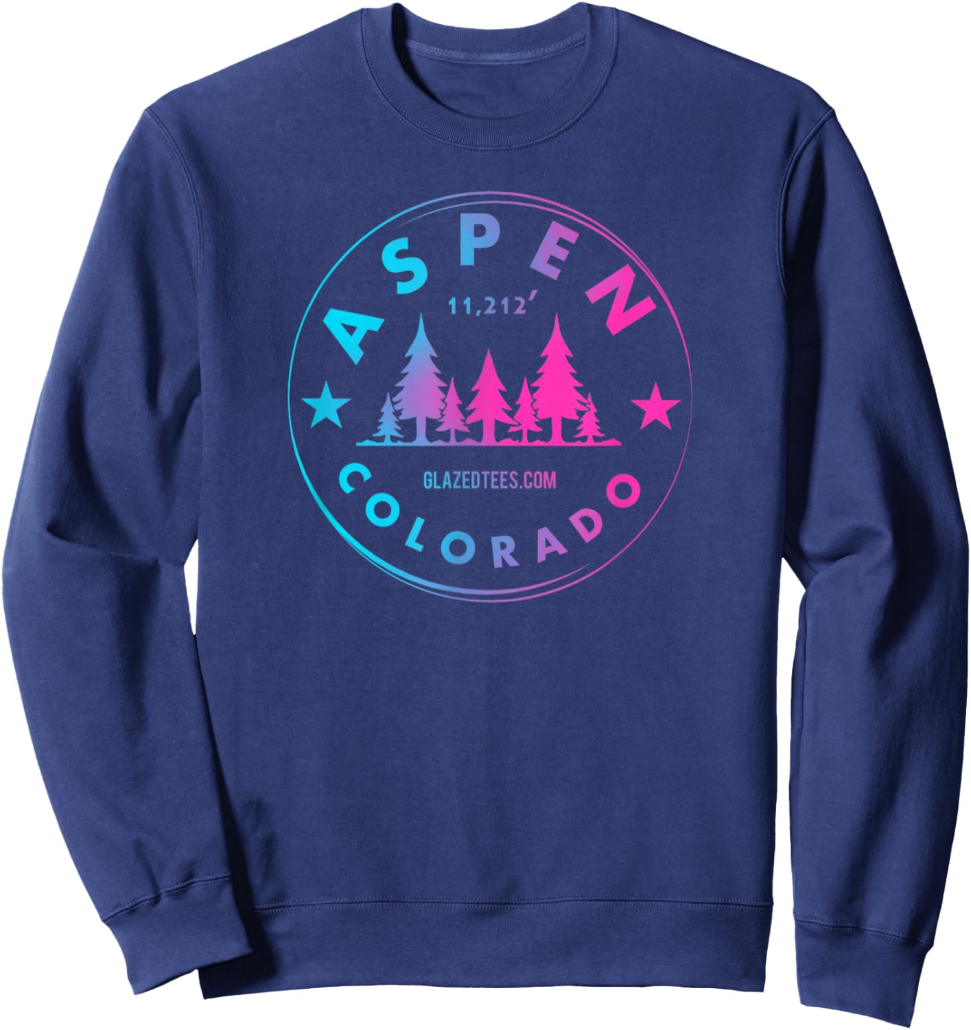 Aspen Colorado - Retro Big Mountain Forest Sweatshirt - Sweatshirt | Navy