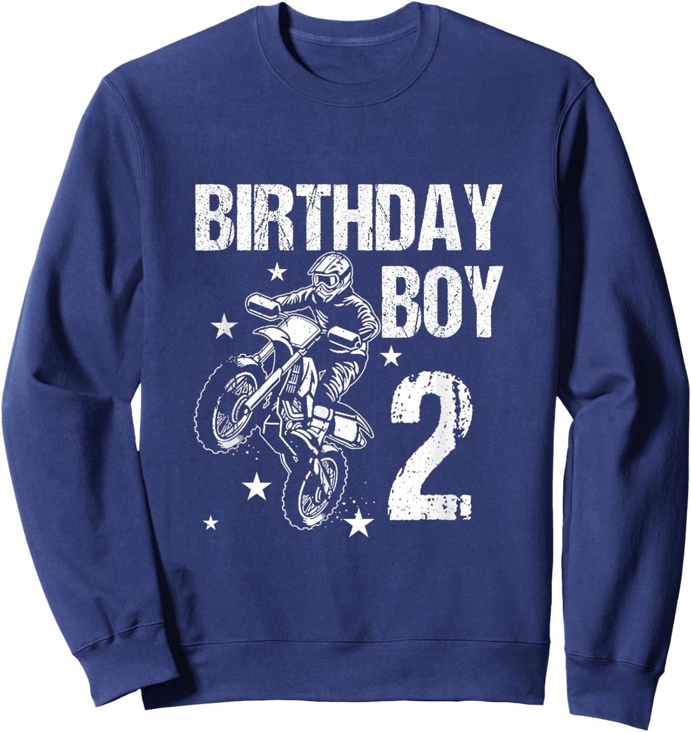 Kids 2 Years old Birthday Shirt 2nd Boy Dirt Bike Motorcycle Sweatshirt - Sweatshirt | Navy