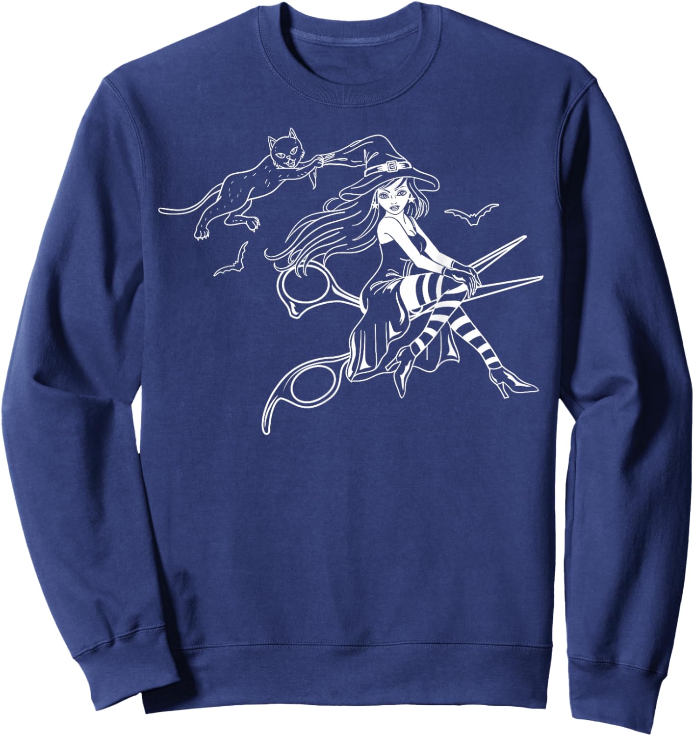 Scissors Hairdresser Witch Cute Halloween Hair Salon Team Sweatshirt - Sweatshirt | Navy