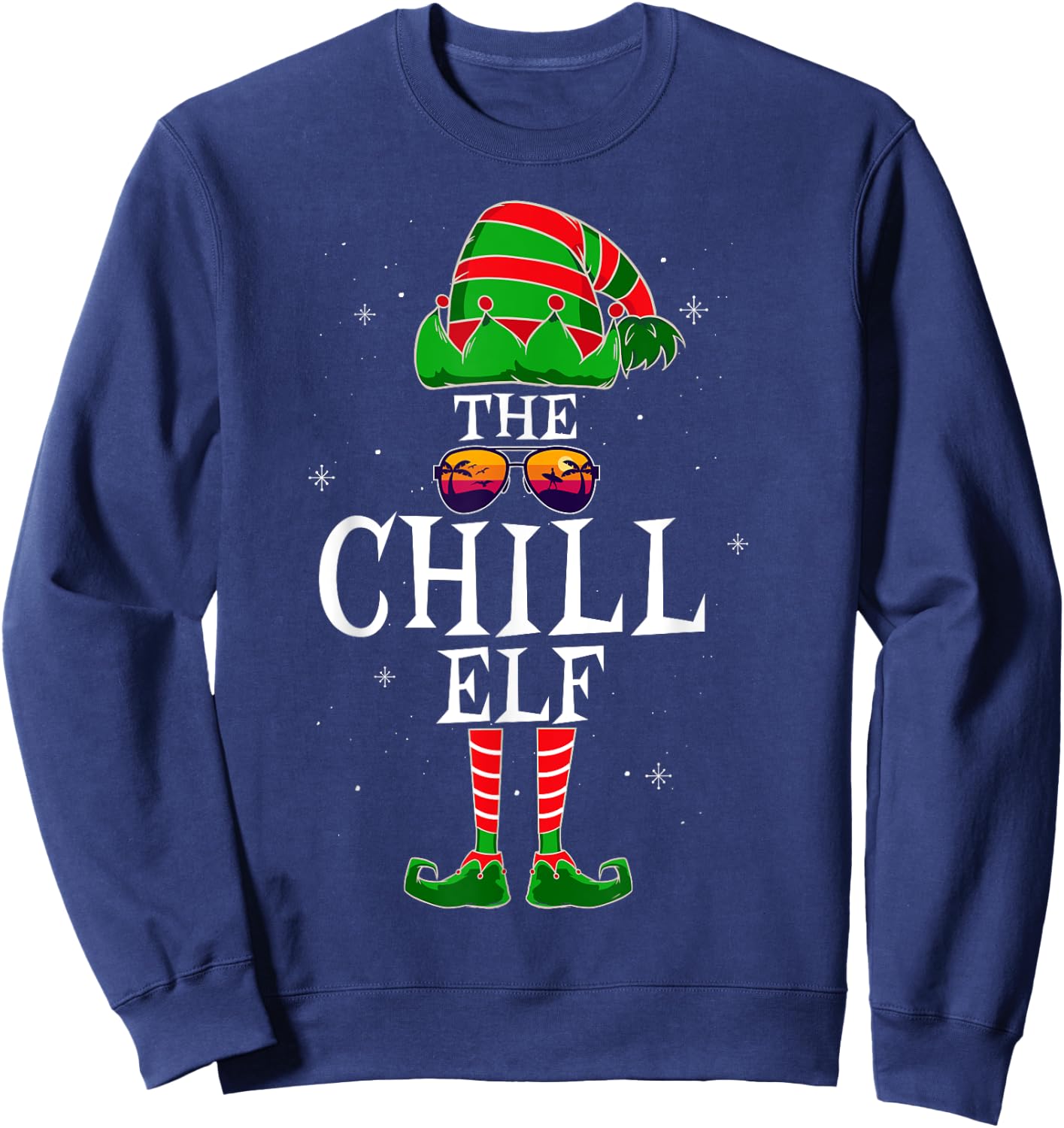 The Chill Elf Group Matching Family Christmas Holiday Funny Sweatshirt - Sweatshirt | Navy