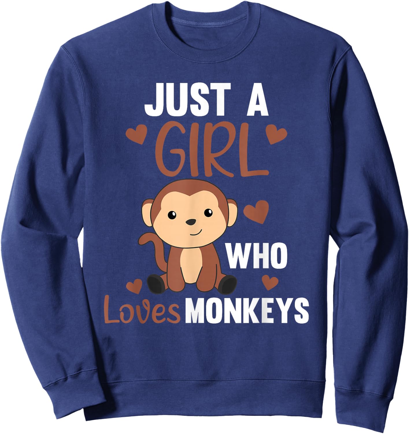 Just A Girl who Loves Monkeys - Sweet Monkey Sweatshirt - Sweatshirt | Navy