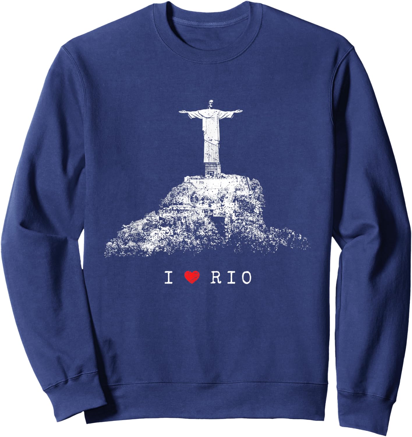 Rio de Janeiro Skyline Statue of Jesus Christ Brazil Love Sweatshirt - Sweatshirt | Navy