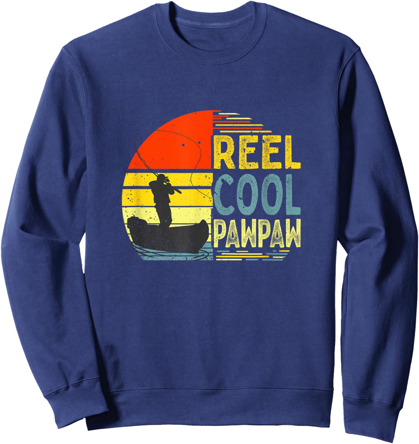 Reel Cool PawPaw Fishing Grandpa Funny Christmas Fathers Day Sweatshirt - Sweatshirt | Navy