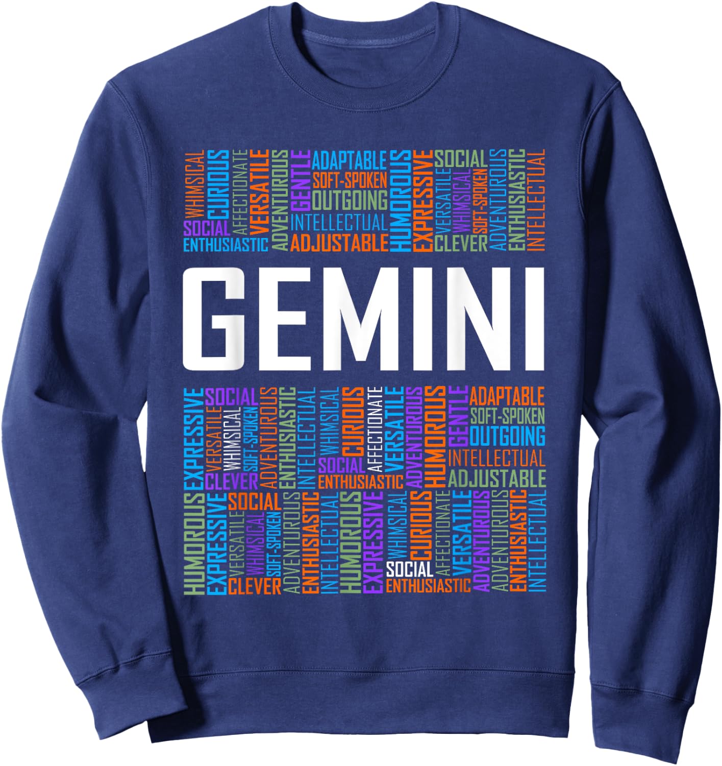 Gemini Zodiac Traits Horoscope Astrology Sign Gift Words Sweatshirt - Sweatshirt | Navy
