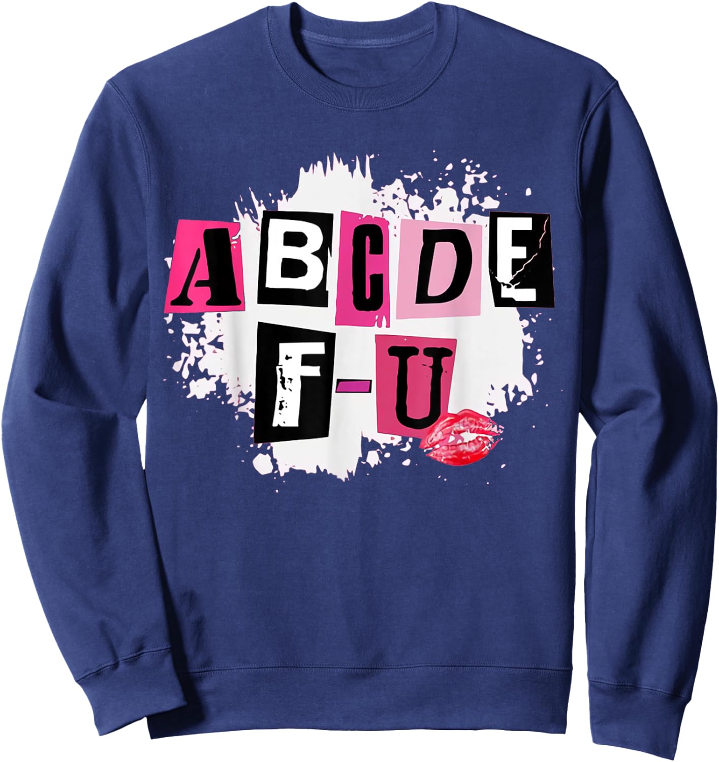 ABCDEFU Retro Funny Heart Valentine's Day Sweatshirt - Sweatshirt | Navy