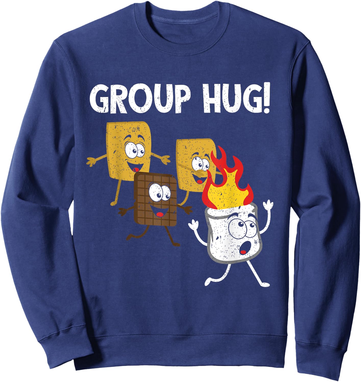 Smores Group Hug S'mores Camping Food Marshmallows on Fire Sweatshirt - Sweatshirt | Navy