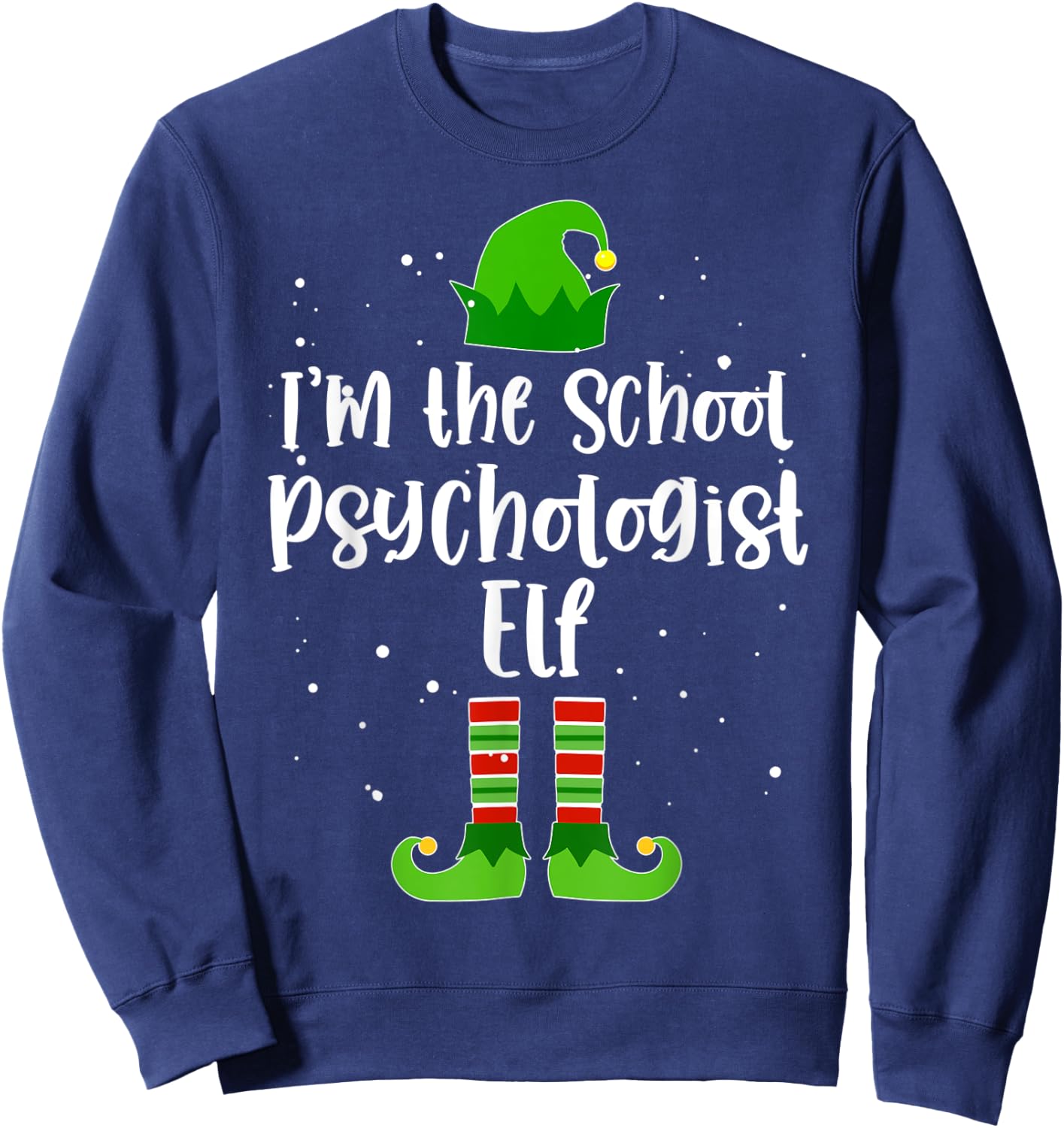 School Psychologist Elf Matching Family Christmas Costume Sweatshirt - Sweatshirt | Navy