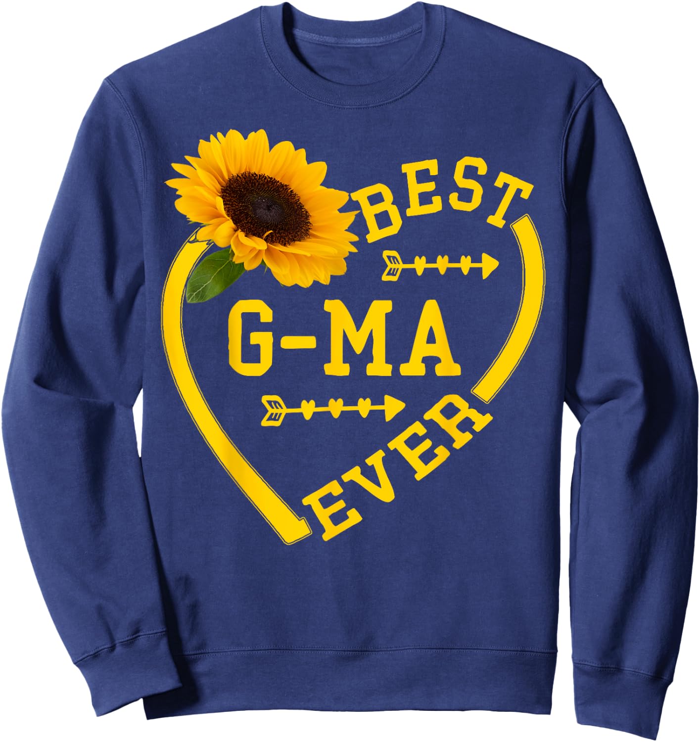 Best G-ma Ever shirt Mother's Day Hearts Sunflower Grandma Sweatshirt - Sweatshirt | Navy