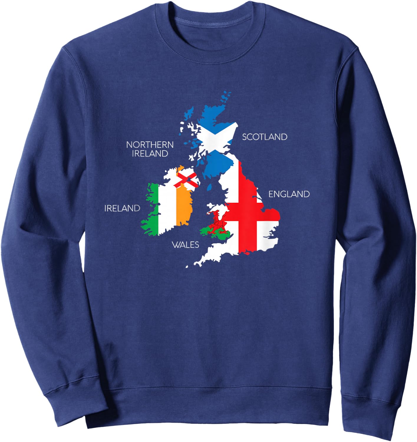 British Isles Sea Ireland Scotland Wales England Map Coins Sweatshirt - Sweatshirt | Navy