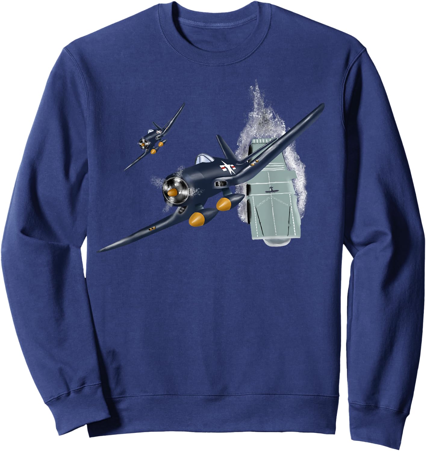Military F&L Design Co. WW2 Planes Warbirds F4U Corsair Aircraft Carrier Sweatshirt - Sweatshirt | Navy