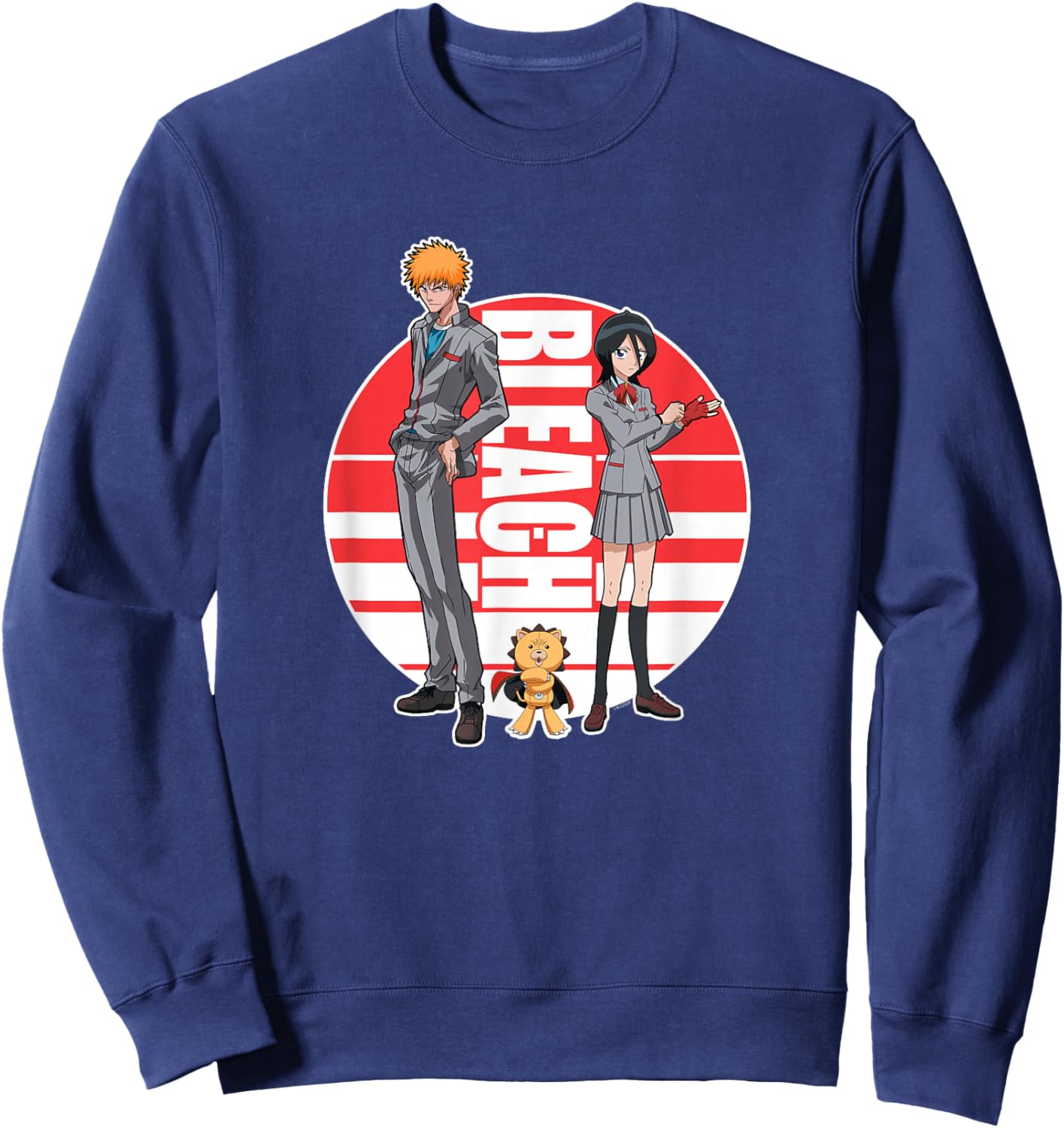 Bleach Ichigo Rukia and Kon Round Logo Anime Sweatshirt - Sweatshirt | Navy