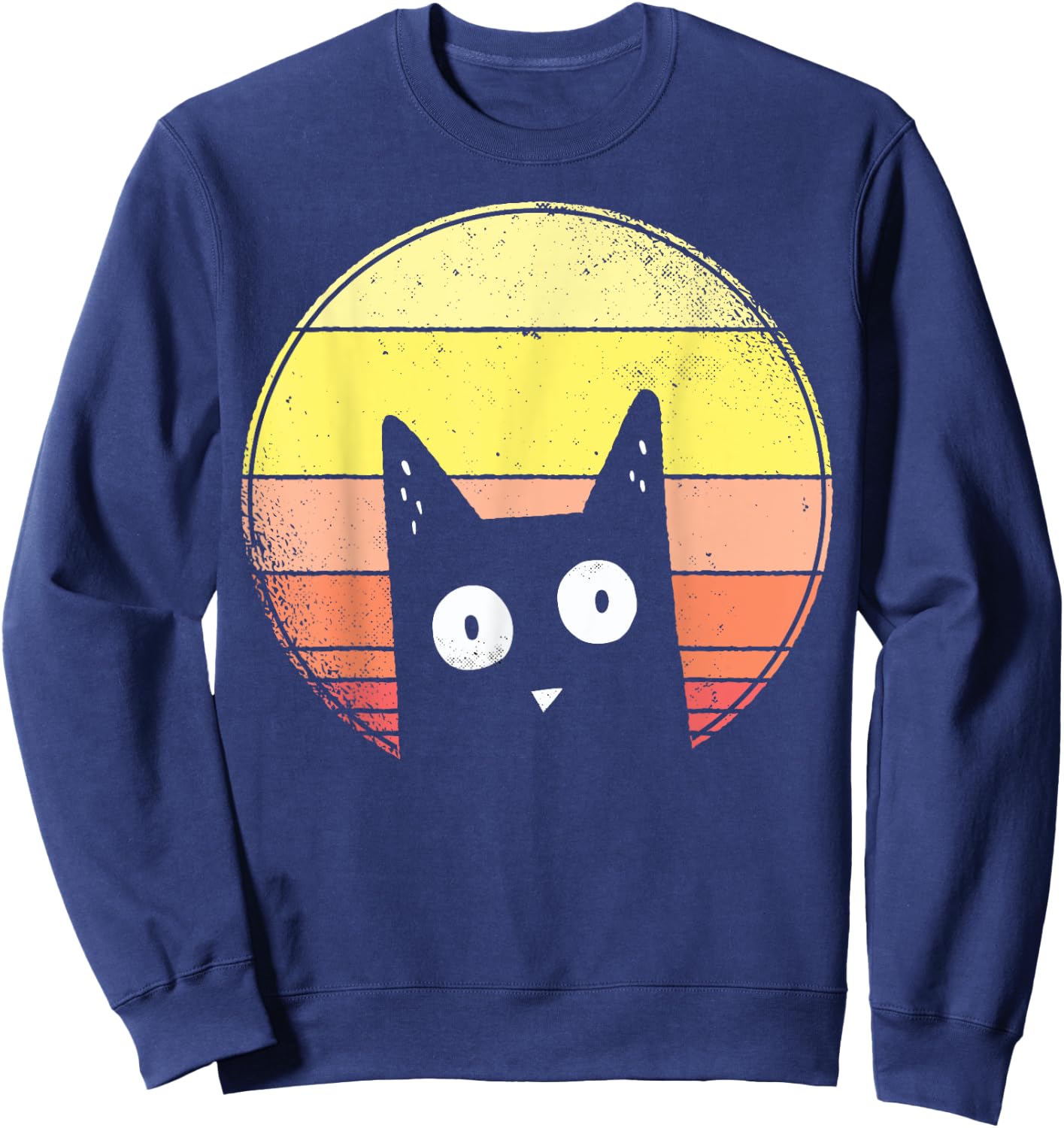 Retro Cat and Sunset Vintage Cat Lover Gift Boys, Girls Sweatshirt - Sweatshirt | Navy