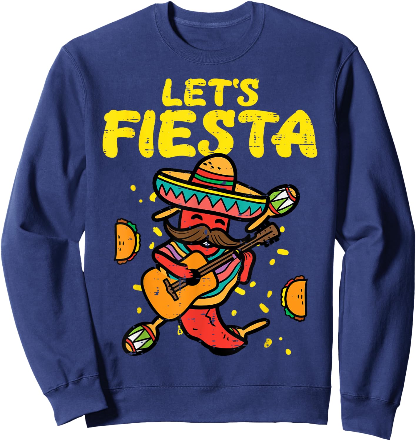 Let's Fiesta Jalapeno Funny Cinco De Mayo Mexican Party Sweatshirt - Sweatshirt | Navy