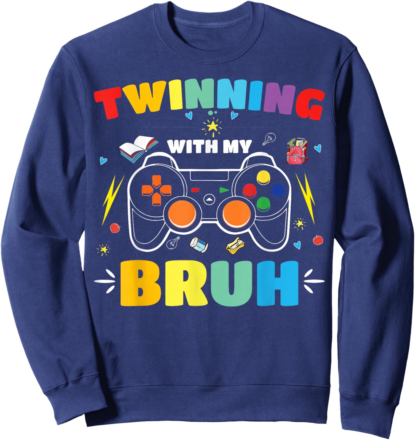 Twinning with My Bestie Kids Boys Funny Twin Day Sweatshirt - Sweatshirt | Navy