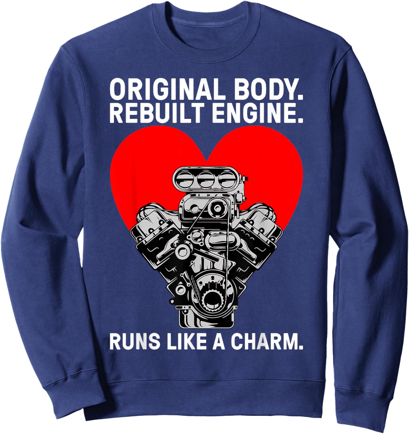 Funny Hear Attack Survivor Gift Men Women Open Heart Surgery Sweatshirt - Sweatshirt | Navy