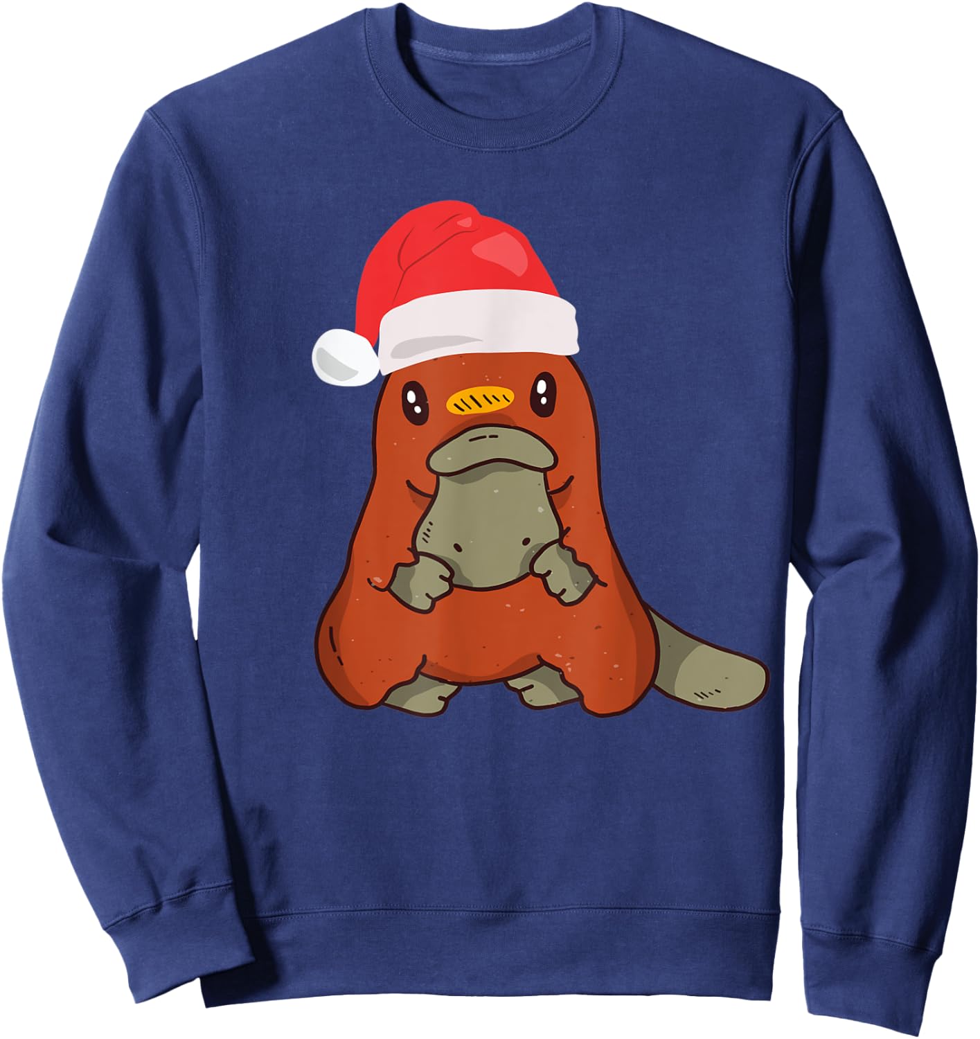 Platypus Christmas Australian Animal Xmas Santa Hat Sweatshirt - Sweatshirt | Navy