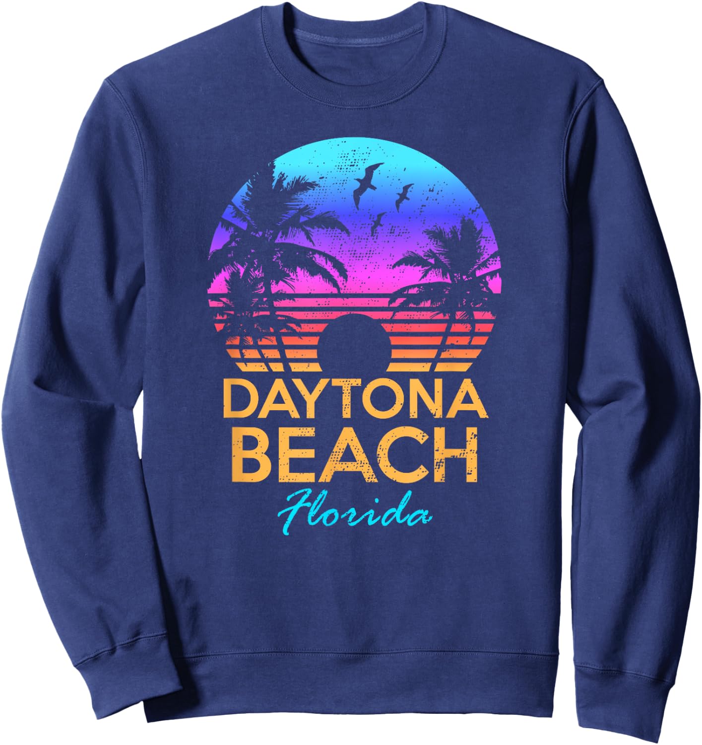 DAYTONA BEACH FLORIDA Vintage Sunset Summer Vibe Graphic Women Girls Kids Sweatshirt - Sweatshirt | Navy