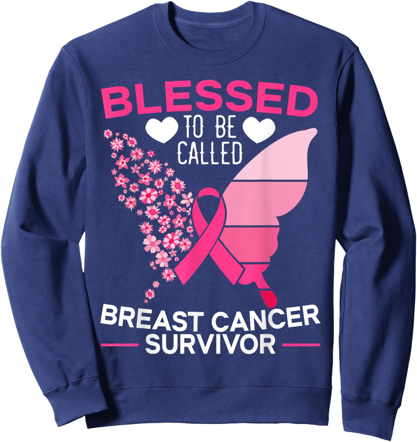 Blessed To Be Called Breast Cancer Survivor Chemotherapy Sweatshirt - Sweatshirt | Navy